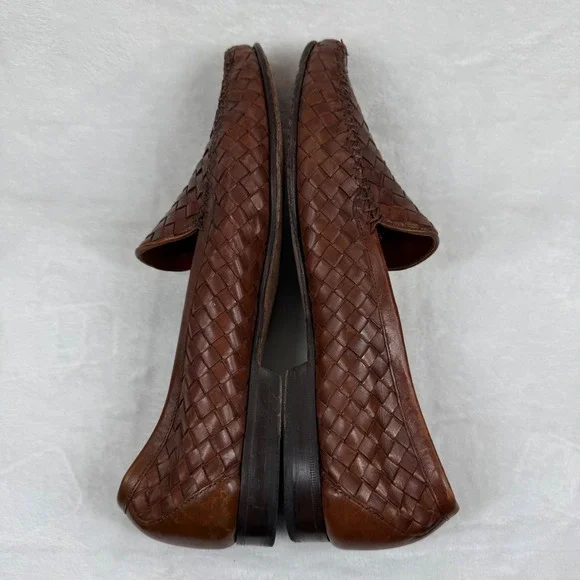 Cole Haan Resort Mens Brown Woven Leather Loafers Italian Made Slip On Shoes 13